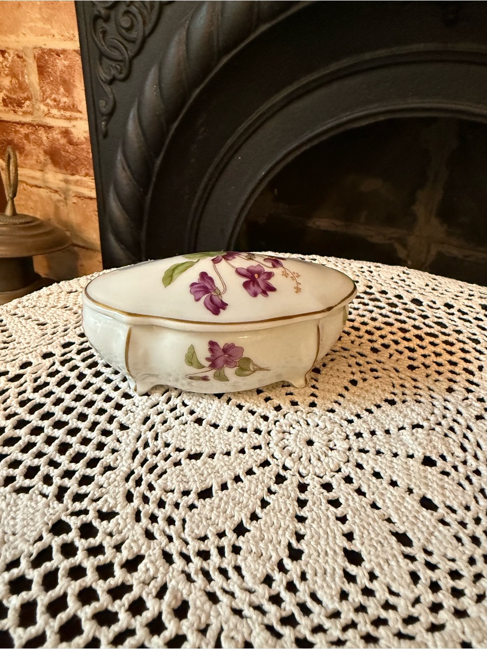 Vtg Limoges France Porcelain Trinket Box Jewelry Ring Dish